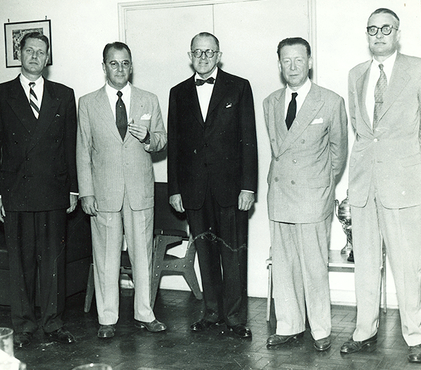 C.V. Starr at reception in AIU office, Sao Paulo, Brazil